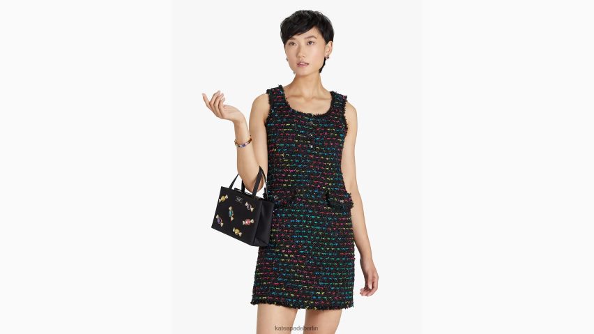 de Kate Spade Frauen Metallic-Tweed-Kleid schwarz-multi NB82J2940 Bekleidung