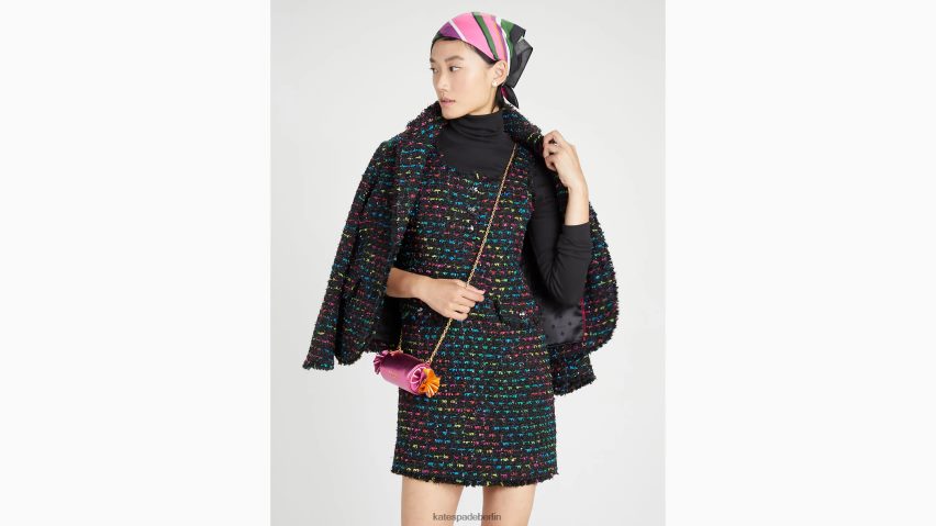 de Kate Spade Frauen Metallic-Tweed-Kleid schwarz-multi NB82J2940 Bekleidung