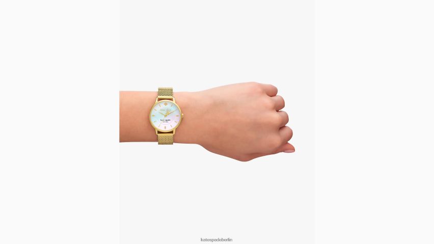 de Kate Spade Frauen Metro-Armbanduhr aus goldfarbenem Edelstahlgewebe Gold NB82J21198 Zubehör