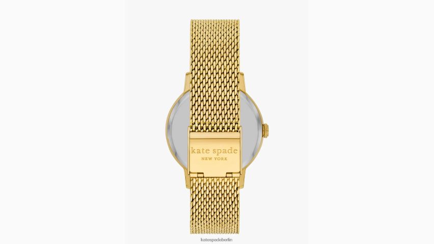 de Kate Spade Frauen Metro-Armbanduhr aus goldfarbenem Edelstahlgewebe Gold NB82J21198 Zubehör