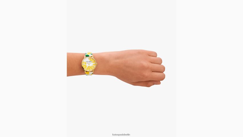 de Kate Spade Frauen Metro zitronengelbe Lederuhr Weiß NB82J21149 Zubehör