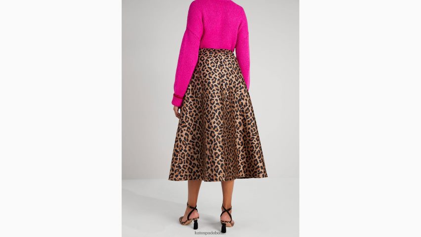 de Kate Spade Frauen Midirock aus Leoparden-Jacquard geröstete Cashewnüsse NB82J2962 Bekleidung
