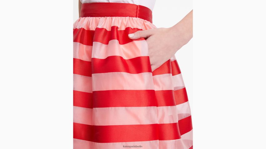 de Kate Spade Frauen Midirock aus Organza mit Markisenstreifen Seestern/Marienkäfer NB82J2711 Bekleidung