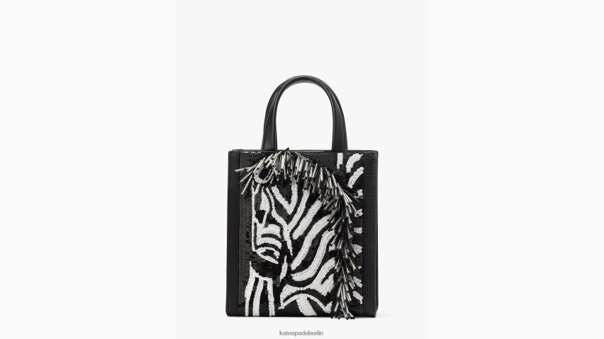 de Kate Spade Frauen Mini-Tragetasche mit Manhattan-Zebraverzierung schwarz-multi NB82J2335 Zubehör