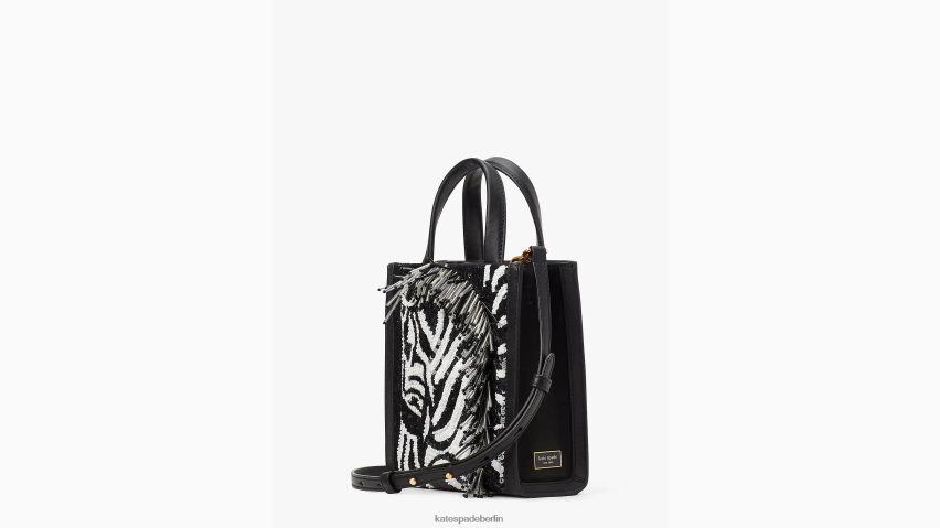 de Kate Spade Frauen Mini-Tragetasche mit Manhattan-Zebraverzierung schwarz-multi NB82J2335 Zubehör
