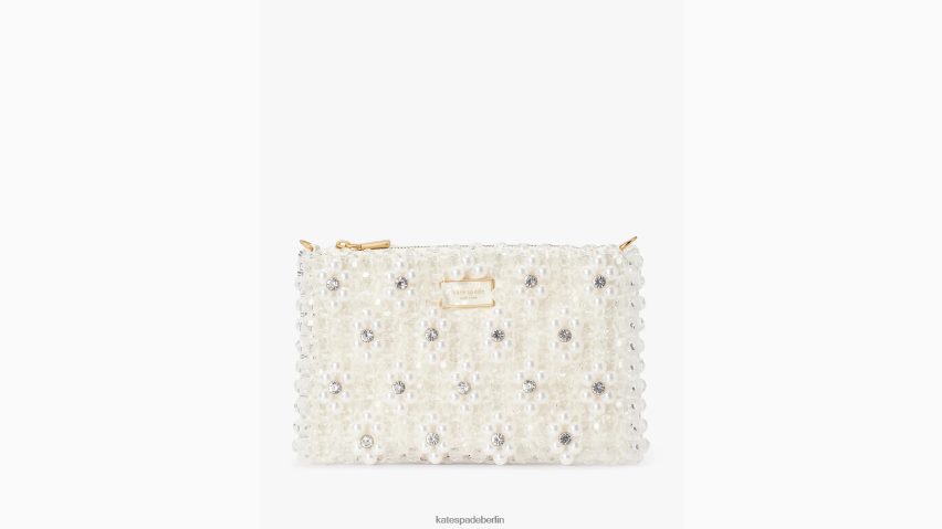 de Kate Spade Frauen Mini-Umhängetasche mit violetten Blumenperlen Creme NB82J2171 Zubehör