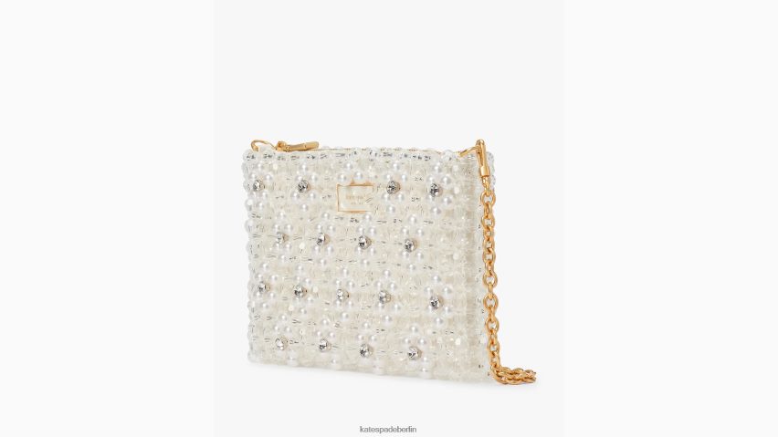 de Kate Spade Frauen Mini-Umhängetasche mit violetten Blumenperlen Creme NB82J2171 Zubehör