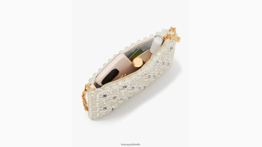 de Kate Spade Frauen Mini-Umhängetasche mit violetten Blumenperlen Creme NB82J2171 Zubehör