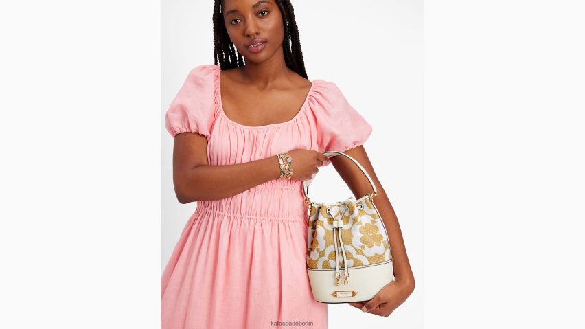 de Kate Spade Frauen Mittelgroße Beuteltasche aus Bast-Gramercy-Bast mit Blumenmonogramm creme multi NB82J2312 Zubehör