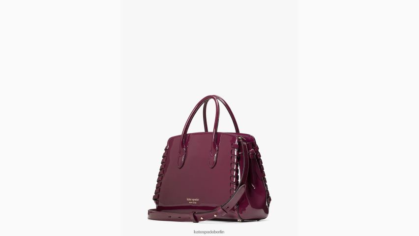 de Kate Spade Frauen Mittelgroße Umhängetasche aus geknotetem Lackleder mit Überwendlingsnaht Persephone lila NB82J2332 Zubehör