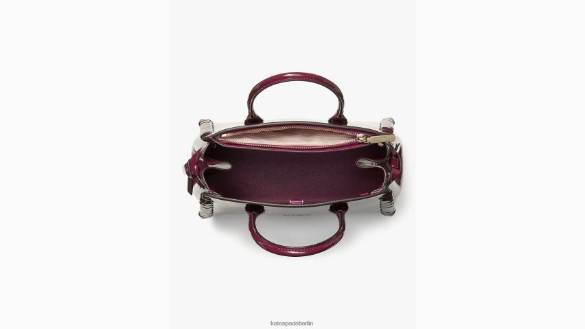 de Kate Spade Frauen Mittelgroße Umhängetasche aus geknotetem Lackleder mit Überwendlingsnaht Persephone lila NB82J2332 Zubehör