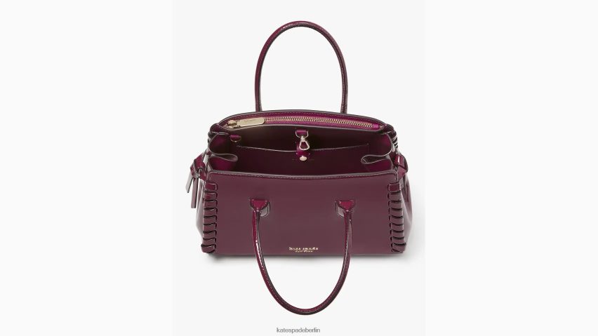de Kate Spade Frauen Mittelgroße Umhängetasche aus geknotetem Lackleder mit Überwendlingsnaht Persephone lila NB82J2332 Zubehör