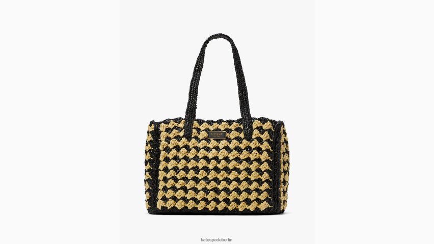 de Kate Spade Frauen Mittelgroße gestreifte gehäkelte Bast-Tragetasche von High Tide schwarz-multi NB82J210 Zubehör