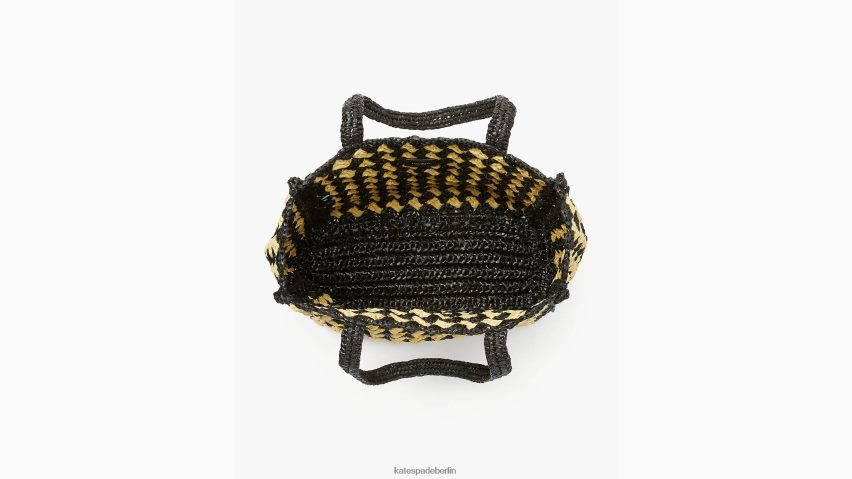 de Kate Spade Frauen Mittelgroße gestreifte gehäkelte Bast-Tragetasche von High Tide schwarz-multi NB82J210 Zubehör