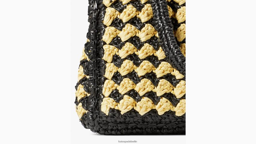 de Kate Spade Frauen Mittelgroße gestreifte gehäkelte Bast-Tragetasche von High Tide schwarz-multi NB82J210 Zubehör