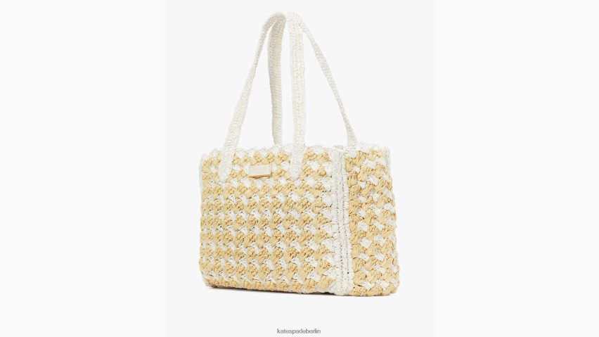 de Kate Spade Frauen Mittelgroße gestreifte gehäkelte Bast-Tragetasche von High Tide weiß-multi NB82J28 Zubehör