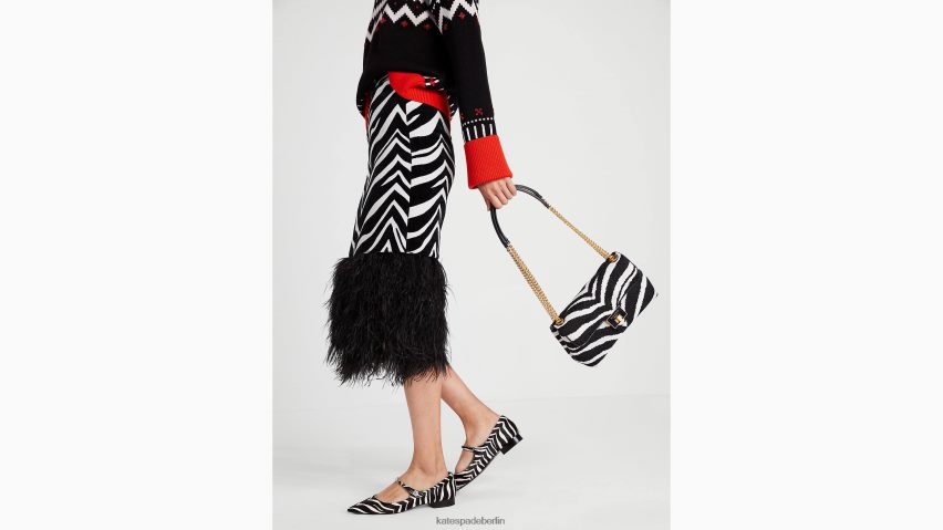 de Kate Spade Frauen Mittelgroße wandelbare Umhängetasche aus Bouclé-Jacquard von Evelyn Zebra schwarz-multi NB82J2330 Zubehör
