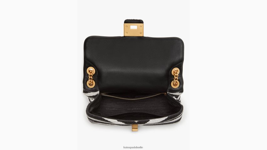 de Kate Spade Frauen Mittelgroße wandelbare Umhängetasche aus Bouclé-Jacquard von Evelyn Zebra schwarz-multi NB82J2330 Zubehör