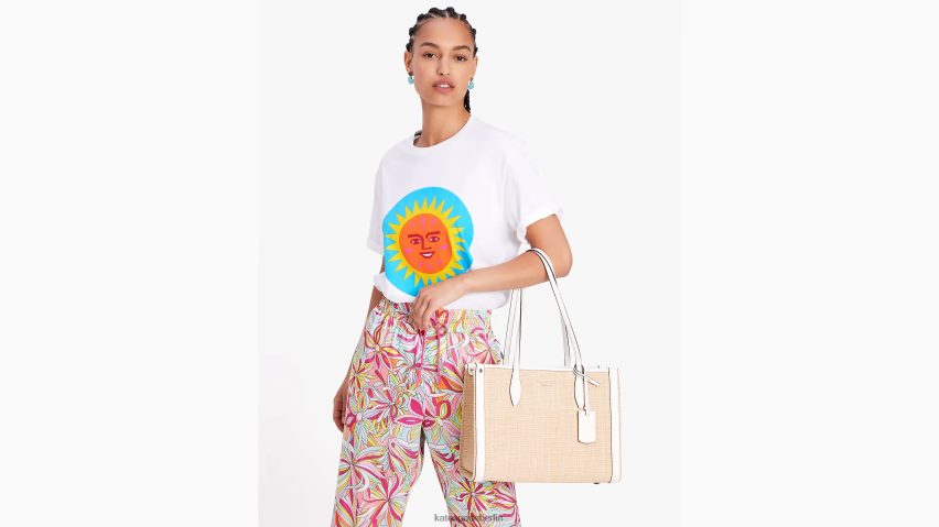 de Kate Spade Frauen Mittlere Markttasche aus Stroh creme multi NB82J227 Zubehör