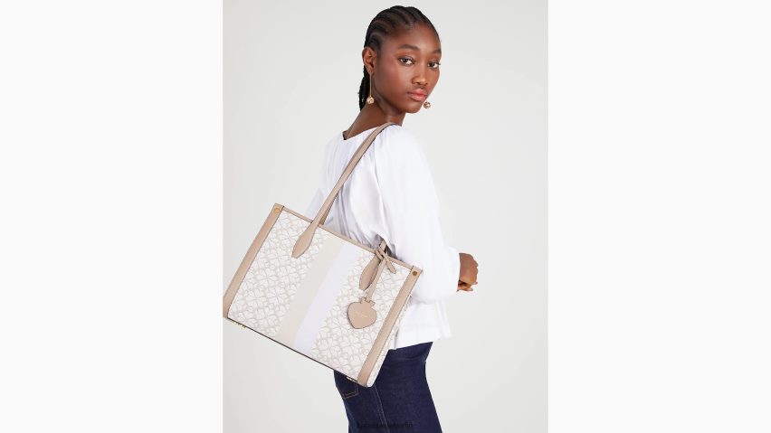de Kate Spade Frauen Mittlere Markttasche mit Blumen-Jacquard-Streifen natürliches Multi NB82J2168 Zubehör