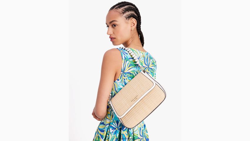 de Kate Spade Frauen Mittlere umwandelbare Umhängetasche aus Hudson-Stroh creme multi NB82J226 Zubehör