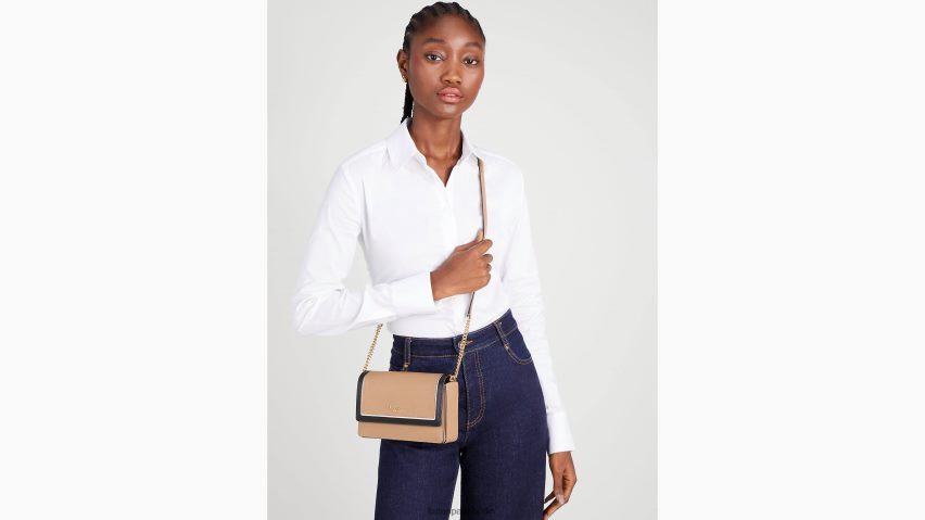 de Kate Spade Frauen Morgan-Brieftasche mit farbblockierter Klappe und Kette Café Mokka Multi NB82J2190 Zubehör