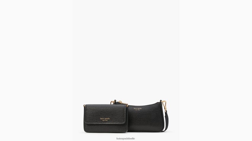 de Kate Spade Frauen Morgan Double Up Umhängetasche Schwarz NB82J2298 Zubehör