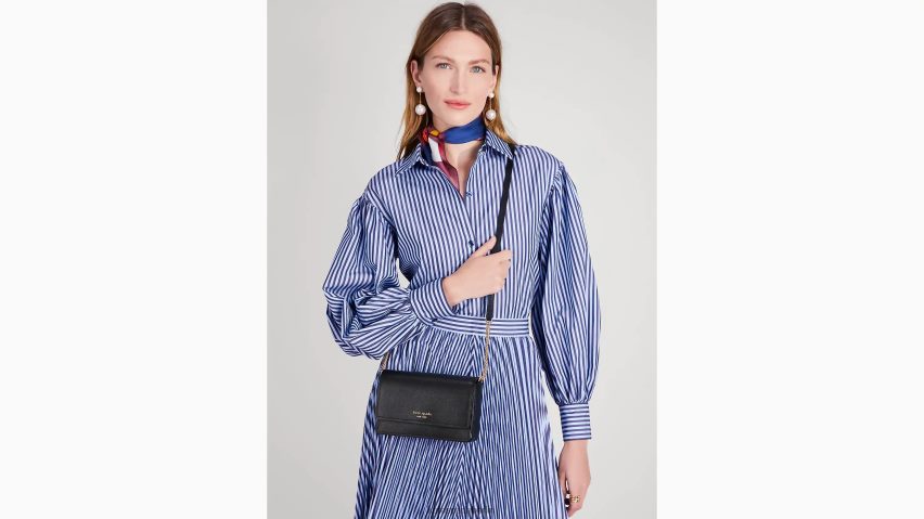 de Kate Spade Frauen Morgan-Geldbörse mit Klappe und Kette Schwarz NB82J2268 Zubehör