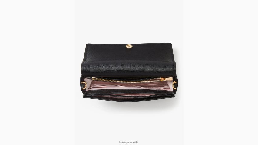 de Kate Spade Frauen Morgan-Geldbörse mit Klappe und Kette Schwarz NB82J2268 Zubehör
