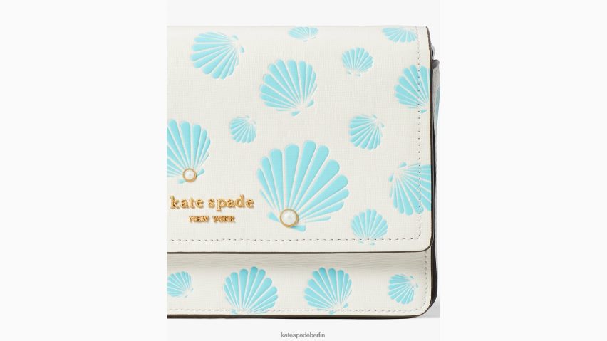de Kate Spade Frauen Morgan-Geldbörse mit Muschelprägung und Klappenkette creme multi NB82J246 Zubehör