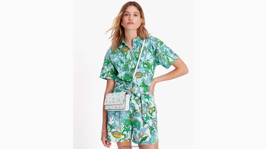 de Kate Spade Frauen Morgan-Geldbörse mit Muschelprägung und Klappenkette creme multi NB82J246 Zubehör