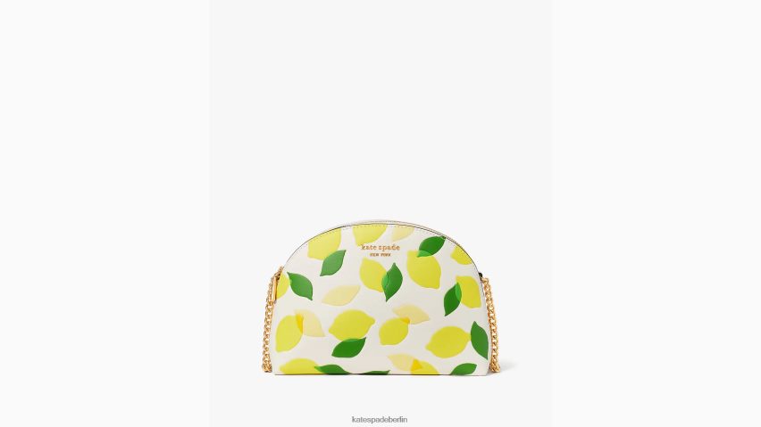 de Kate Spade Frauen Morgan Lemon Toss geprägte Umhängetasche mit doppeltem Reißverschluss und Kuppel Pergament multi NB82J2120 Zubehör
