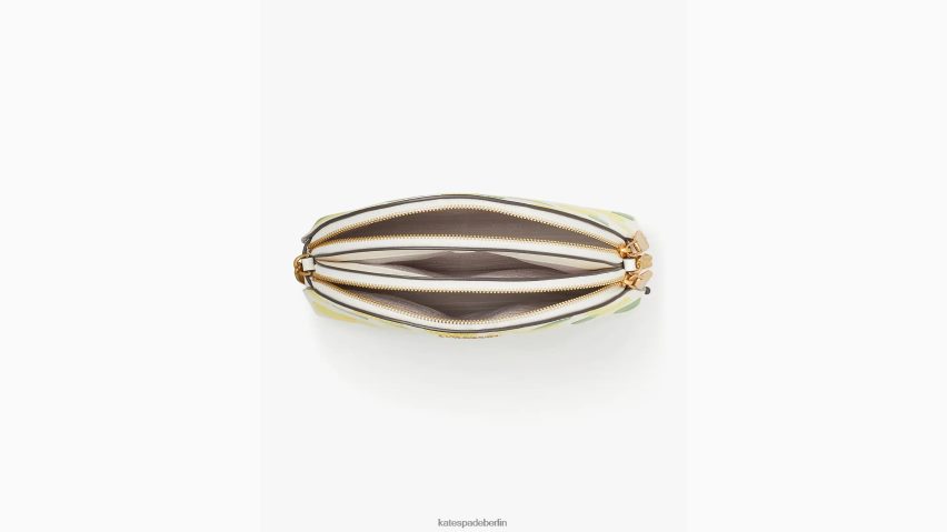 de Kate Spade Frauen Morgan Lemon Toss geprägte Umhängetasche mit doppeltem Reißverschluss und Kuppel Pergament multi NB82J2120 Zubehör