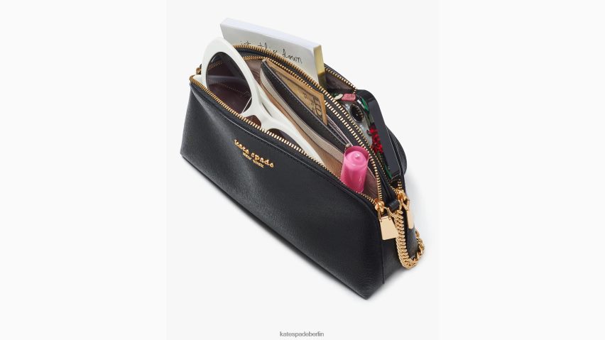 de Kate Spade Frauen Morgan-Umhängetasche mit doppeltem Reißverschluss und Kuppel Schwarz NB82J2108 Zubehör