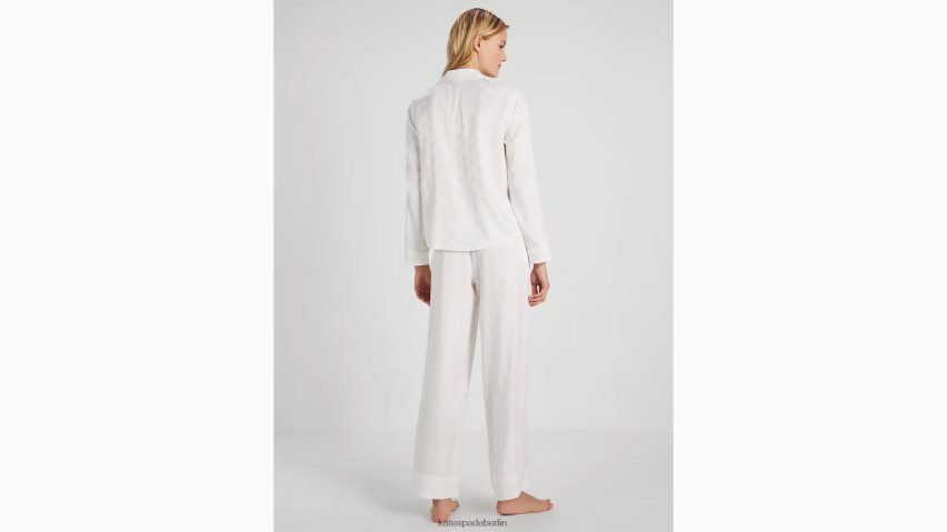 de Kate Spade Frauen Mrs Long Pyjama-Set cremefarbener Punkt NB82J2841 Bekleidung
