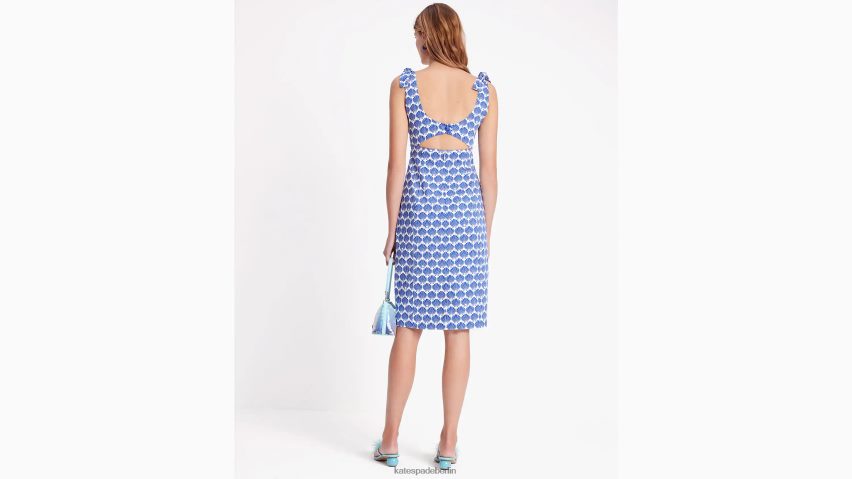 de Kate Spade Frauen Muschelkleid mit Schulterbindung Blaubeere/Sahne NB82J2696 Bekleidung