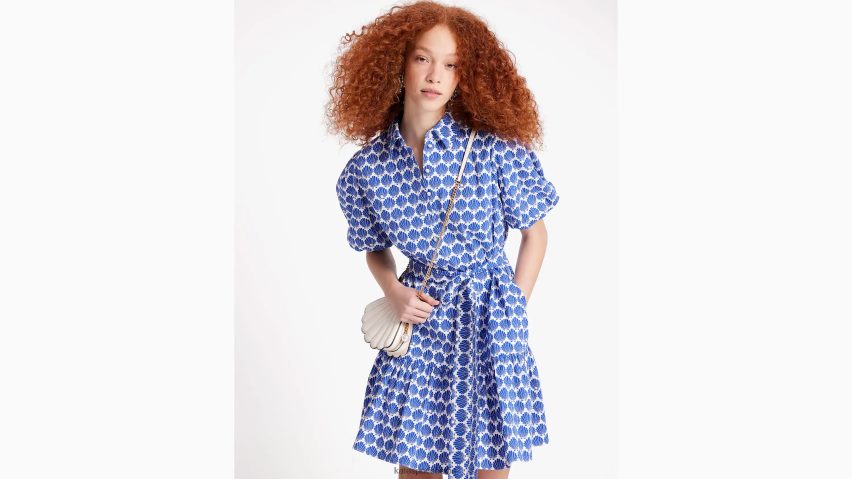 de Kate Spade Frauen Muscheln-See-Kleid Blaubeere/Sahne NB82J2698 Bekleidung
