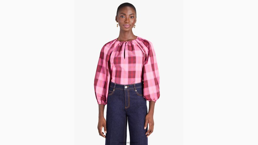 de Kate Spade Frauen Oberteil mit Gewächshaus-Karomuster helles Geißblatt NB82J2952 Bekleidung