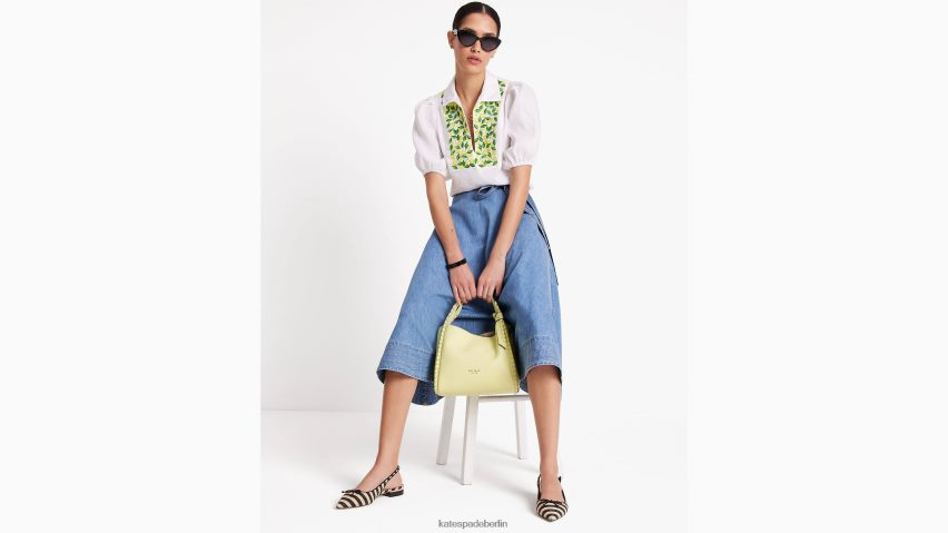 de Kate Spade Frauen Oberteil mit Puffärmeln und bestickten Zitronen frisches Weiß NB82J2716 Bekleidung