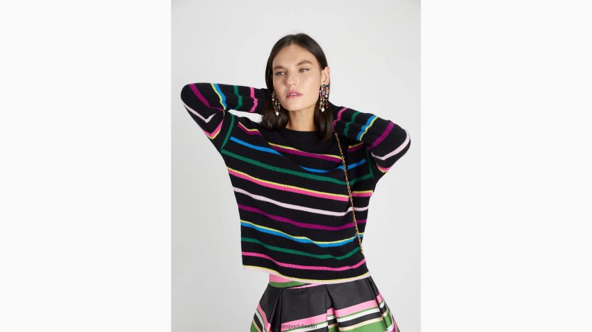 de Kate Spade Frauen Party-Pullover mit Streifen schwarz-multi NB82J2888 Bekleidung