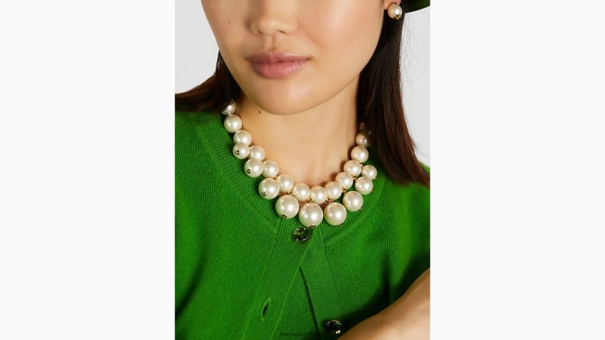 de Kate Spade Frauen Perlen auf Perlen-Statement-Halskette creme/gold NB82J21214 Zubehör