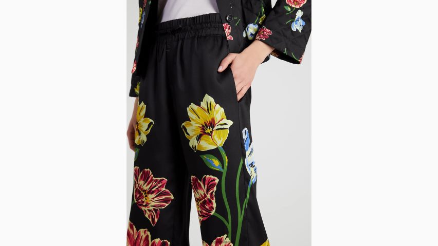 de Kate Spade Frauen Platzierte Blumenhosen Schwarz NB82J2738 Bekleidung