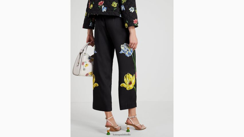 de Kate Spade Frauen Platzierte Blumenhosen Schwarz NB82J2738 Bekleidung