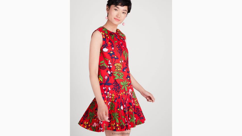 de Kate Spade Frauen Plissee-Etuikleid im botanischen Gartenstil Motor rot NB82J2959 Bekleidung