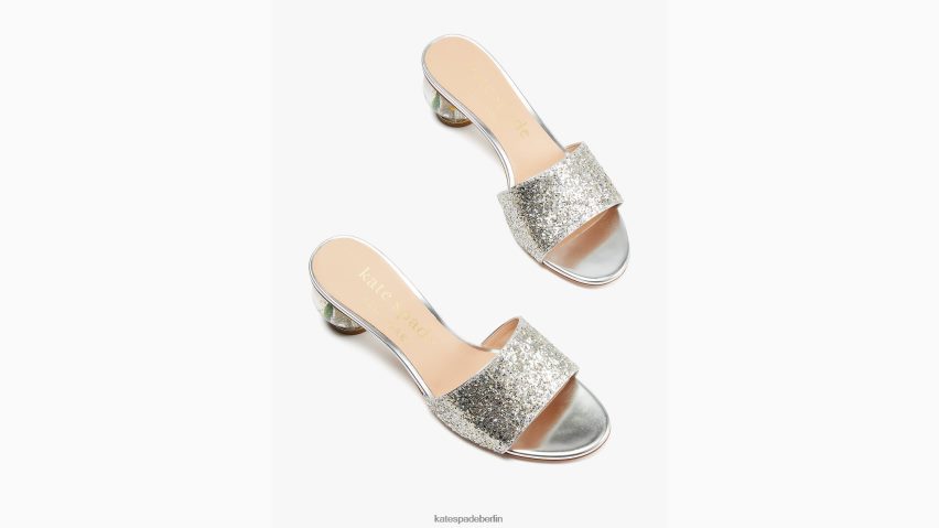 de Kate Spade Frauen Polierte Slide-Sandalen Silber Gold NB82J2679 Schuhwerk