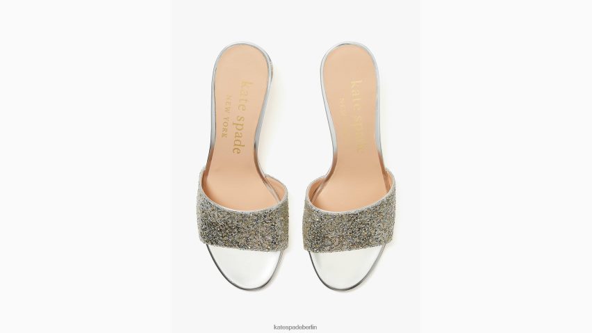 de Kate Spade Frauen Polierte Slide-Sandalen Silber Gold NB82J2679 Schuhwerk