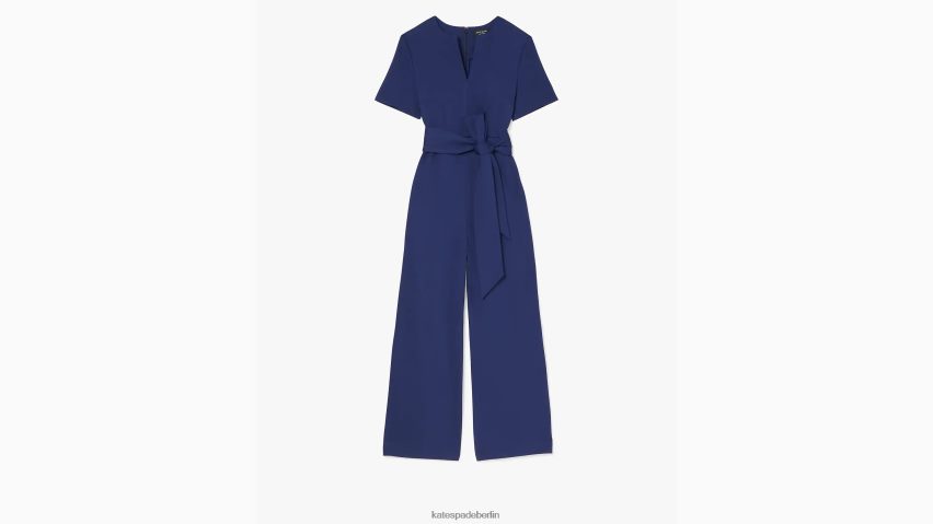 de Kate Spade Frauen Ponte-Jumpsuit mit geteiltem Ausschnitt Französische Marine NB82J2702 Bekleidung