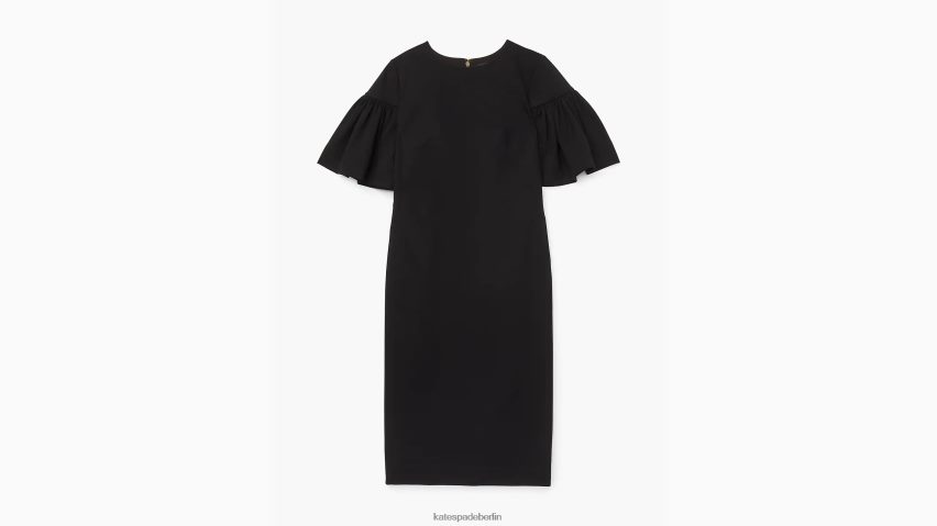 de Kate Spade Frauen Ponte-Kleid mit Volantärmeln Schwarz NB82J2773 Bekleidung