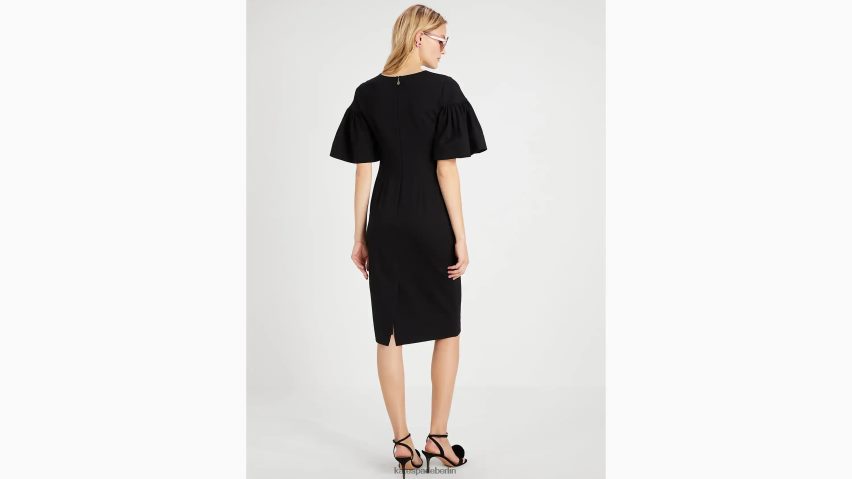 de Kate Spade Frauen Ponte-Kleid mit Volantärmeln Schwarz NB82J2773 Bekleidung