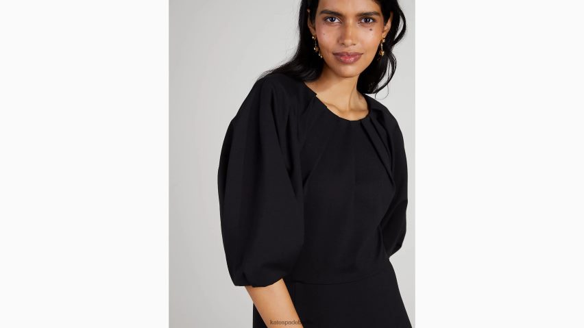 de Kate Spade Frauen Ponte-Kleid mit plissierten Schultern Schwarz NB82J2876 Bekleidung